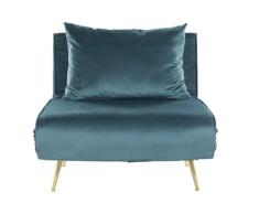 DRW Sofa Cama Individual de 90 cm Turquesa Terciopelo 52,4X59X91,6 cm