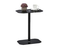 Relaxdays Mesa Auxiliar, Vidrio y Acero, 54,5 x 44,5 x 29,5 cm, Mesita CafÃ©, Tablero Cristal, Bordes Redondeados, Negro, 60% 40%