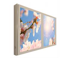CCRETROILUMINADOS Flor de Almendro Ventanas Falsas Cuadros Decorativos Iluminada, Metacrilato, Blanco, 60 x 80