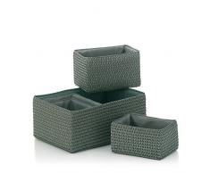 kela 21783 Rimossa - Juego de cestas de Almacenamiento (PP con Forro Interior de Tela, 5 Piezas), Color Gris