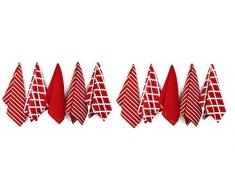 Penguin Home - Juego de 10 Toallas de tÃ© de algodÃ³n 100% - Suave - Duradero - DiseÃ±o Elegante en Rojo con mÃºltiples Patrones - Lavable a mÃ¡quina - 65 x 45 cm