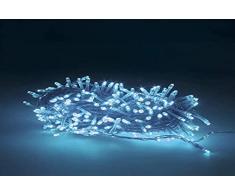 MAURER Guirnalda Luces Navidad 300 Leds Color Azul Hielo. Luz Navidad Interiores y Exteriores Ip44. Cable Transparente.
