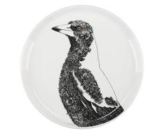 Maxwell & Williams Marini Ferlazzo Birds Plato Auxiliar Decorativo con Urraca Australiana de Porcelana Fina, 20 cm â Blanco