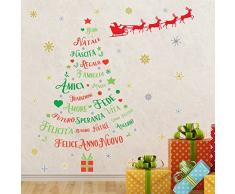 wallflexi pared & italiano Comillas Ãrbol de Navidad de trineo de Papá Noel de Navidad decoraciones pegatinas de pared murales adhesivos salón niños guarderÃa escuela restaurante Cafe Hotel casa oficina decoración, Multicolor