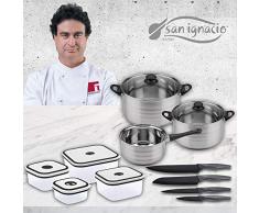 San Ignacio Premium Set de Bateria 5 Piezas + 4 recipientes herméticos + 4 Cuchillos de Cocina, 5 pcs + utensilios