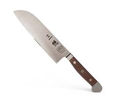 GÃDE Solingen - Cuchillo Santoku forjado, 18 cm, madera de nogal, ALPHA-WALNUT - doble virola, Hecho a mano en Alemania