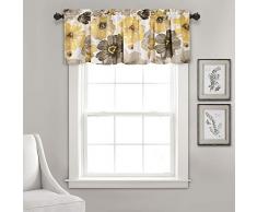 Lush Decor Exuberante decoración Leah oscurecimiento habitación Ventana Cortina Panel par, Yellow/Gray, Valance 18 x 52