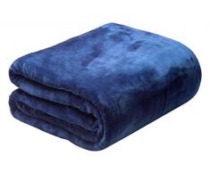 San Carlos 351007030309 Manta Terciopelo Lisa, Poliéster, Azul, Individual, Cama 105, 180x240 cm