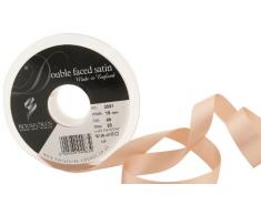 Cinta de satén a doble cara Berisfords 3501 de 20 m x 15 mm, color crudo