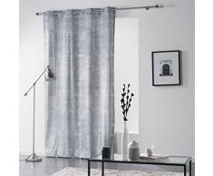 Douceur d Intérieur Verona, Verona Velvet Print Poliéster Cortina de Ojal, poliéster, Gris, 260x140 cm