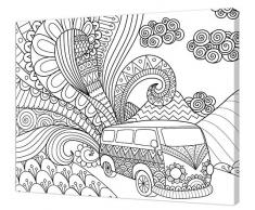 pintcolor 9112Â marco con Lienzo impreso para colorear, Wood, Color blanco/Negro, 50Â x 40Â x 3.5Â cm