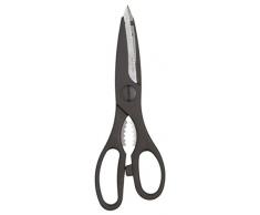 KitchenCraft Tijeras de Cocina con Abrebotellas, Acero Inoxidable, Multiusos 21cm (8.3), Negro