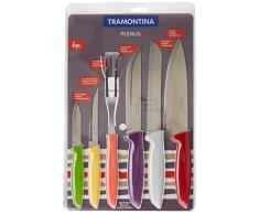Tramontina - Juego de Cuchillos Plenus, para Comida, en Acero Inoxidable y Mangos de Polipropileno, Colores Diferentes, 6 Piezas