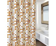MSV Cortina de Baño, Diseño Mosaico, Poliéster, Naranja, 22x50x6 cm