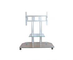 Tey 7573601 - Mesa Tv y Accesorios, Vidrio y Aluminio, Multicolor, 116x57x100 cm