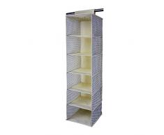 Rebecca Mobili Organizador para Ropa, Armario para almacenar con 6 Compartimentos, Gris Beige, Tejido, Resistente, para ordenar Objetos y Ropa- Medidas: 120 x 30 x 30 cm (AxANxF) - Art. RE4735