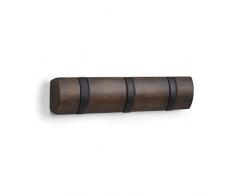 Barra para pared Umbra con 5 ganchos, madera, Black/Walnut, 28.257999999999999 x 6.9850000000000003 x 3.4929999999999999 cm