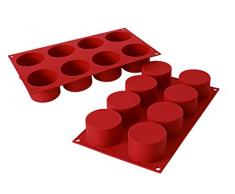 SF119 Molde de Silicona con 8 Cavidades con Forma de Cilindro, Color Terracota