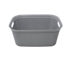 JVL - Cesto de plÃ¡stico para Colada con diseÃ±o Tejido, Forma Rectangular con Tapa, 50 litros