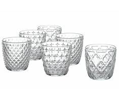 Villa dEste Home Tivoli Diversity - Juego de 6 Vasos de Agua de Cristal, 325 ml