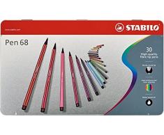 Rotulador STABILO Pen 68 - Caja de metal con 30 colores