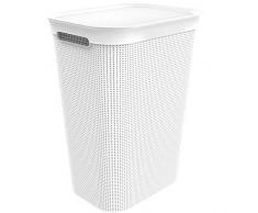 Rotho Brisen Cesto para la Colada con Tapa (50 L), Plástico (PP), Mistletoe Blanco, 50 Liter (43,1 x 34 x 52,9 cm)