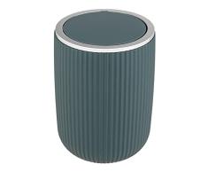 WENKO Papelera Agropoli S verde oscuro de 2 litros, con tapa abatible para el cuarto de baño, cubo de basura de plástico de calidad óptima con diseño vÃvido y superficie texturizada, à 14,5 x 20 cm