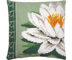 Vervaco – Kit para cojín de Punto de Cruz, diseño de Flor de Loto, Color Blanco, Multicolor