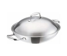 KUHN RIKON 37036 High Dome - SartÃ©n Wok con Tapa y Asas (32Â cm, Acero Inoxidable, multicapas)