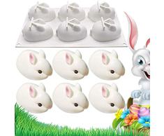 Forma de Conejo Moldes de Silicone, Molde de Jabón en Forma de Conejo, Antiadherente de Horneado Molde de Pascua, para Tarta, Postre, Jabón, Gelatina, Pan, PudÃn, Muffin (Conejo de 6 Cavidades)