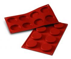 SF029 Molde de Silicona, 8 cavidades con Forma de Discos, Color Terracota