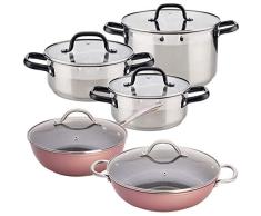 San Ignacio Vita: BaterÃa de Cocina: Cacerolas: Ã20x8,5 (2 L), Ã24x10,5 (4 L) y Ã28x16,5 (9 L) Tartera (Olla Baja) de Ã28x7 (3,4 L) sartén Honda Ã24 cm-Todas con Tapa de Vidrio, aptas para inducción