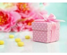 Partydeco. 10 Cajas de Lunares Rosa, cartón, Unidad