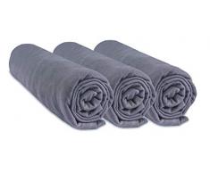 Juego de 3 sábanas de 70 x 160 cm, Cama Infantil, 70 x 160 cm, 100% algodón, Gris, Extensible y Transpirable, sueño Saludable | Marca Easy Dort | Certificado Oeko-Tex | Calidad| Fabricado en Europa
