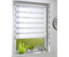 Deco Profi DUO-doble ciego con soporte de fijación con/de sujeción con cierre de persiana de/fijación, de fácil montaje sin necesidad de taladrar, de colour blanco, de diferentes anchos, tela, blanco, 80 x 210 cm