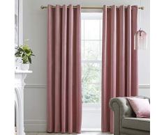 Laurence Llewelyn-Bowen Montrose-Par de Cortinas Opacas de Terciopelo con Ojales, Poliéster, Rosa, 229 cm de Ancho x 183 cm de Largo