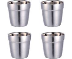 Taza de Acero Inoxidable - Vasos Copas de Metal Tumbler Apilables Premium,Taza de Café/Taza de Té/Vasos de Cerveza para Enfriar ideal para Viajes al Aire Libre, Camping y Todos Los DÃasï¼4 piezasï¼