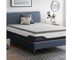 LUCID Cubrecolchón de Espuma viscoelástica de carbón de bambú de 5 cm â carbón Activado â Cubrecolchón Transpirable, Cama Doble (135 x 190 cm)
