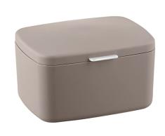 Wenko Caja de baño con tapa Barcelona taupe - Cesta de almacenaje, cesta para el baño con tapa, absolutamente irrompible, Plástico (TPE), 19.5 x 11 x 16 cm, Taupe