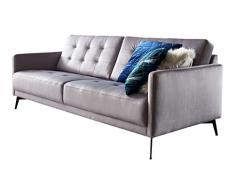 Atlantic Home Collection Sofa Couch Jakob, mit Wellenunterfederung und samtigem Bezug, Hellgrau SofÃ¡s, de Terciopelo, Gris Claro, 3-Sitzer, 208x87x80 cm (BxTxH)