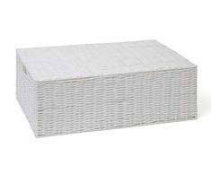 ARPAN Caja de Almacenamiento de Resina Tejida Debajo de la Cama, Estante de Pecho con Tapa, Blanco, Large
