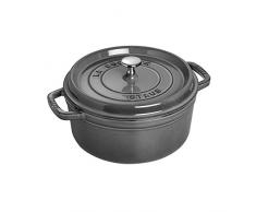 Staub Cocotte Single pan - Cacerola (Single pan, Gris grafito, hierro fundido, 3,8 L, 24 cm, 4,8 kg)