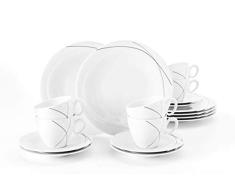 Seltmann Weiden Servicio de cafÃ© 18 Piezas | Set para 6 Personas | Serie Trio Blanco | Servicio Incluye Cada Cada 6 Plato de Desayuno, Taza de cafÃ©, platillo de cafÃ©