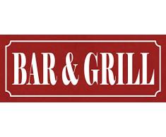 Schatzmix Blechschild Spruch Bar & Grill Metallschild 27x10 cm Wanddeko Tin Sign SeÃ±al metÃ¡lica, hojalata, Multicolor