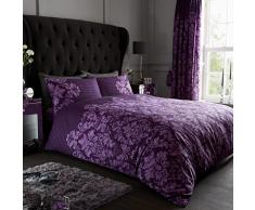 GC GAVENO CAVAILIA - Juego de Cama de edredón de Lujo, con Estampado de Damasco, Hecho en poliéster y algodón, tamaño King Color Morado. (230 x 220cm)