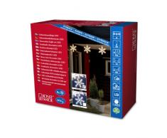 Konstsmide 4439-103 - Guirnalda LED de decoración (5 copos de nieve acrÃlicos, 60 diodos de blanco cálido, transformador exterior de 24 V, 3,6 W, cable transparente)