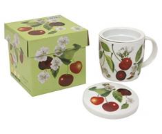 Excelsa Tazze & Co. - Tetera con Filtro y Tapa, 3 tamaÃ±os, Porcelana, diseÃ±o de moras/Cerezas/grosellas, 12Â x 12Â x 10Â cm