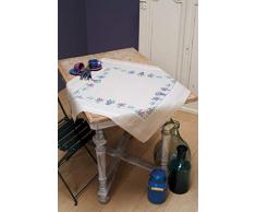 Vervaco Bedruckte Tischdecke Lavendel, Stickbild vorgezeichnet Manta Estampada con Borde Tejido, algodÃ³n, Multicolor, 80.0 x 80.0 x 0,3 cm