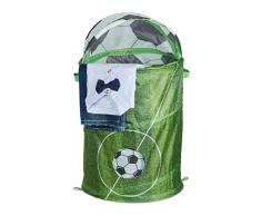 Relaxdays Cesta de lavanderÃa con diseño de fútbol, Plegable, 40 litros, Cesta de Juguete Infantil, 63 x 35 cm, Color Verde