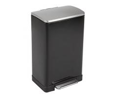 EKO - Europe E-Cube Step Bin 40L 40L Rectangular Acero Inoxidable Negro cesto de Basura - Cubo de Basura (403 mm, 345 mm, 650 mm)